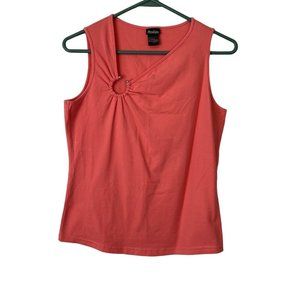 Assoluto Womens Pink O Ring V Neck Sleeveless Pullover Tank Top Size Large